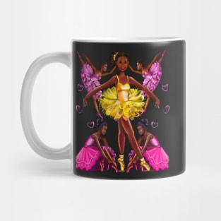 African American, Black ballerina girls with corn rows ballet dancing 2 ! beautiful  black girl with Afro hair and dark brown skin wearing a pink tutu.Hair love ! Mug